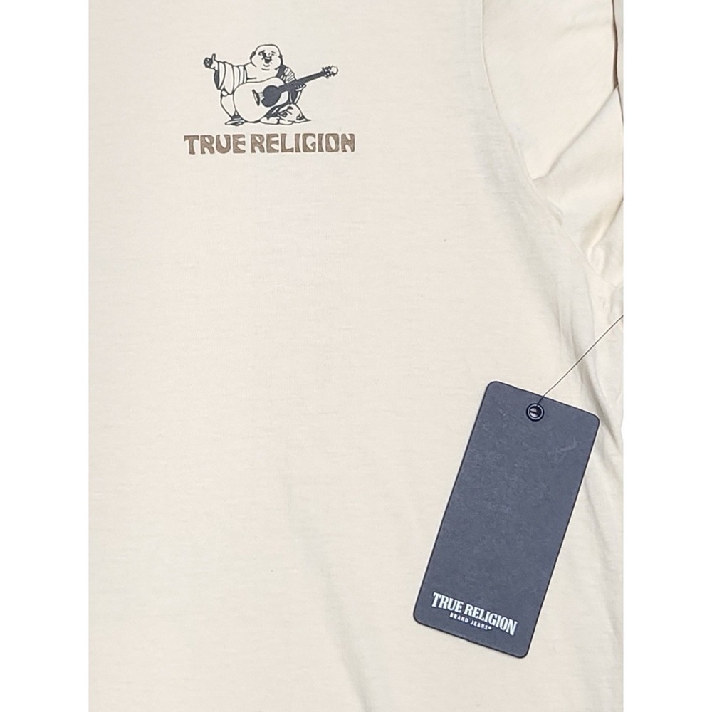 True Religion Men's Tan Graphic Long Sleeve T-Shirt Size L‎ 100% Cotton - Picture 8 of 11